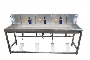 304食品级不锈钢脚踏式洗手消毒双水槽 GMP车间的卫生守护者
